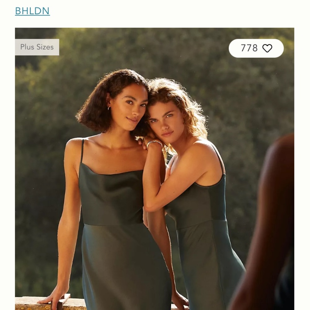 BHLDN Cali Satin Cowl-Neck Midi Slip Dress Size 8 Olive Green/Forrest